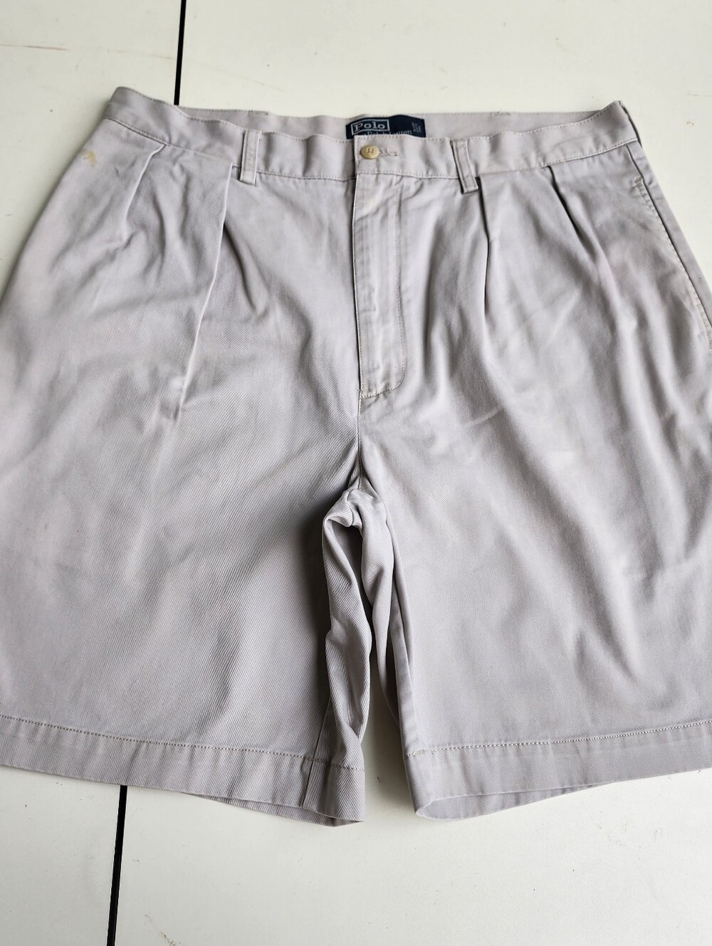 Vtg Polo Ralph Lauren Men's Tyler Chino Shorts Khaki Pleated 8.5" Preppy Boat 35